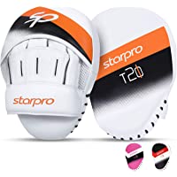 Los mejores  - Starpro T20 curvos Manoplas Boxeo | Cuero de PU | Blanco y Rosa | Pads para Coaching en Boxeo MMA Kickboxing Artes…